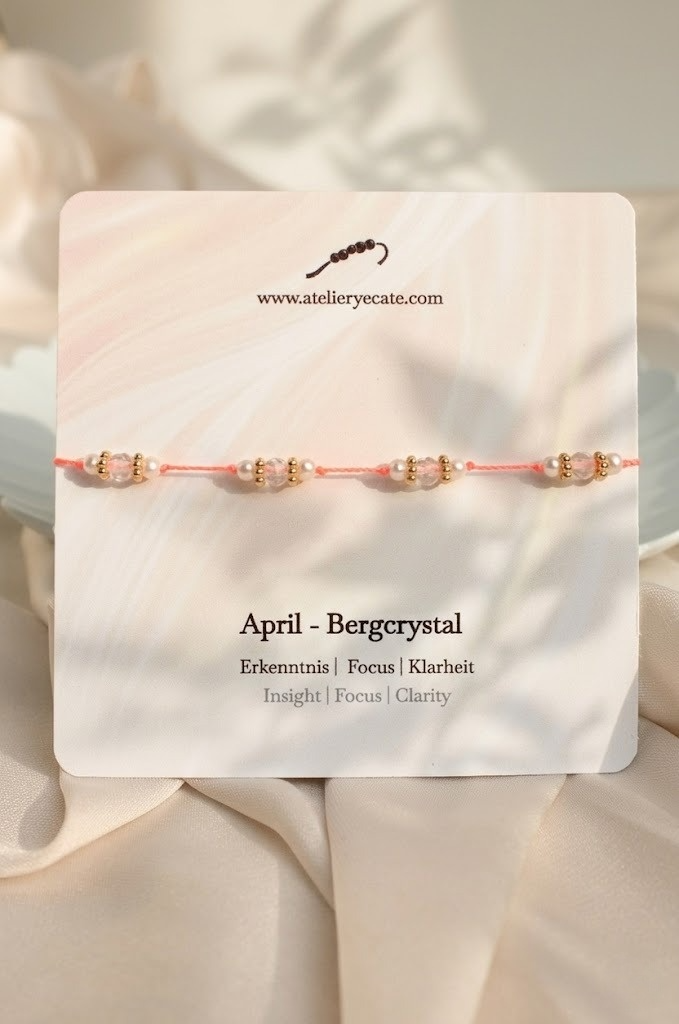 Geburtsstein Armband — April | Bergkristall & Süßwasserperlen